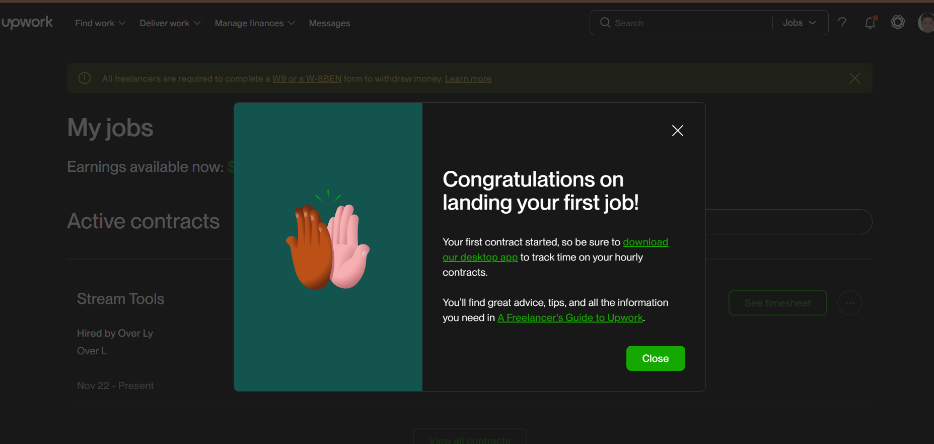 First job on Upwork