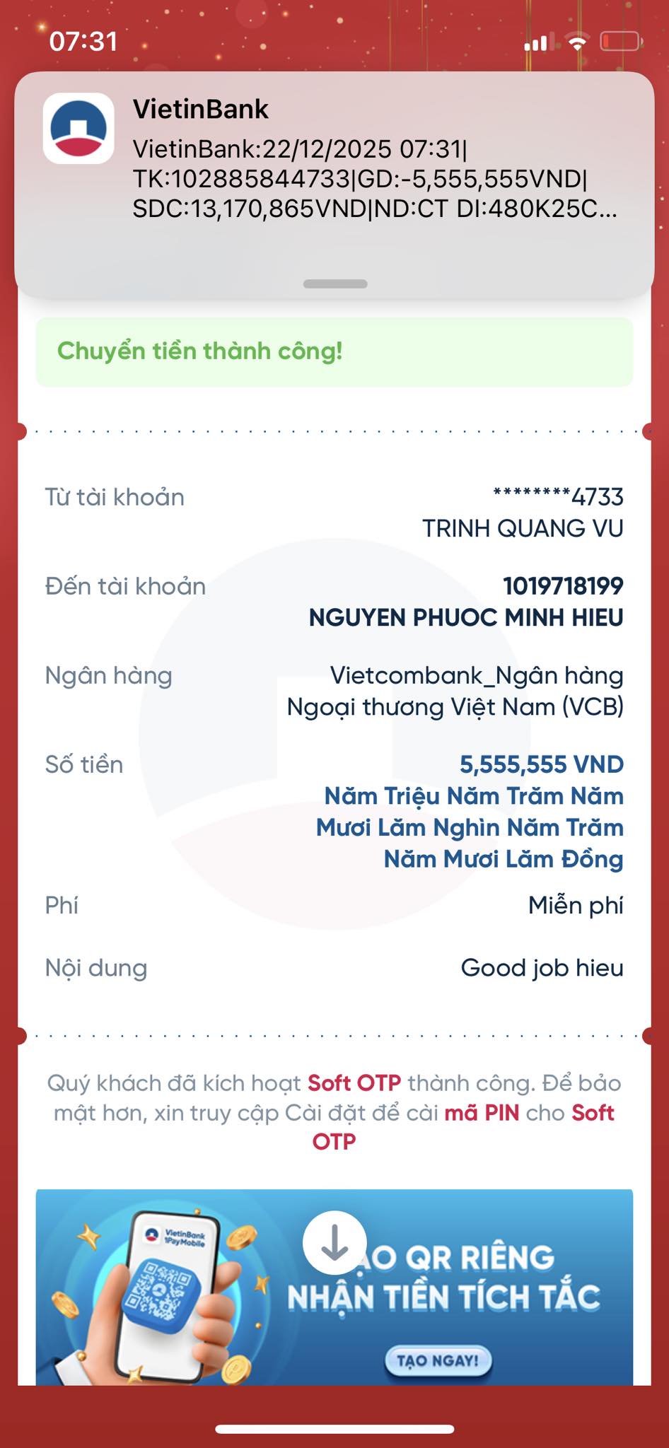 First salary transfer 2
